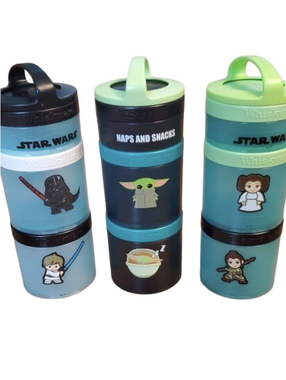 Whiskware 3 Pack Star Wars Kids Snack Container Stack - Green and Teal